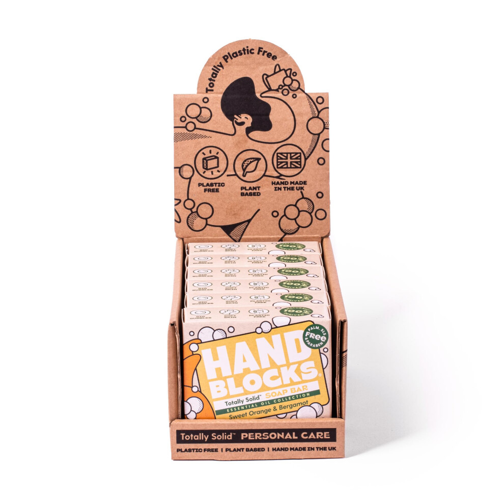 Shower Blocks Orange Hand Blocks: Sweet & Bergamot (6 Pack) - Cold Processed Natural Soap Bars - Plastic, Palm, Sls, Sles & Paraben Free