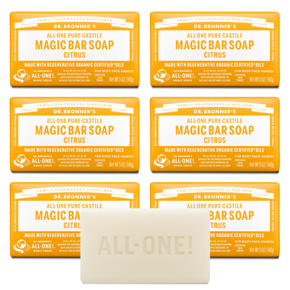 Dr. Bronner's Dr. Bronner?S Pure-Castile Bar Soap ? Citrus, 5 Oz, 6 Pack
