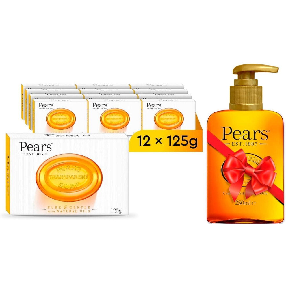 Pears Amber Transparent Soap 125 G Pack Of 12 + Hand Wash Original 250Ml