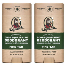 Dr. Squatch Natural Deodorant for Men 2 Pack Pine Tar ? Odor-Squatching Men's Deodorant Aluminum Free (2.65 oz, 2 Pack)