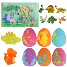 Dewocke 8PCS Bath Bombs for Kids with Surprise Dinosaur Toy Inside, Natural Essential Oil SPA Bath Fizzies Set, Large Dino Egg Bath Bombs Gift Set for