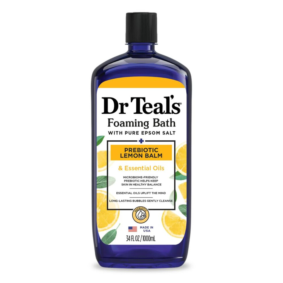 Dr Teal's Foaming Bath With Pure Epsom Salt Prebiotic Lemon Balm With Essential Oils 1L