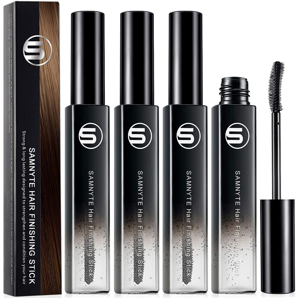Samnyte Cream Hair Finishing Stick, (4 Pack) Flyaway Stick For Baby Hair, Natural Moisturizing & Shiny Hair Mascara For Flyaways, Non-Greasy