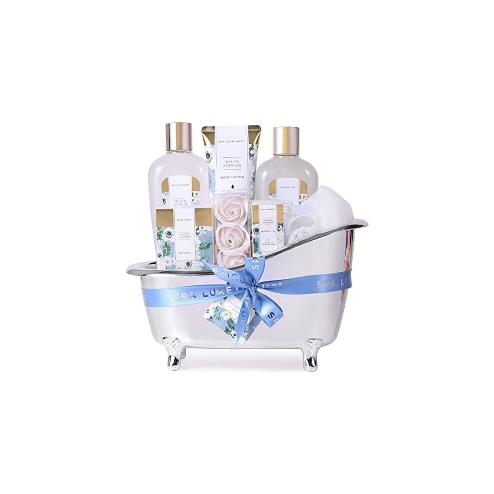 Spa Luxetique Spa Gift Set, Pamper Gift Sets For Women, 8Pcs Jasmine Bath Gift Sets With Essential Oil,Body Lotion,Bath Bombs, Mothers Day Mum Gifts,