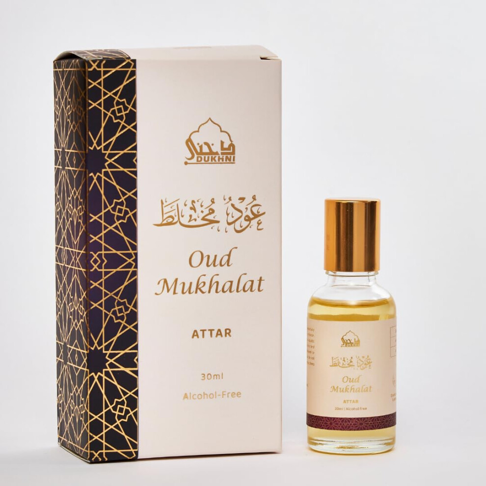 Dukhni Oud Mukhalat Attar Oil By | Arabic Perfume Oils For Men And Women, Without Alcohol | 30Ml Pure Roll On Perfume, Saffron Oud Oil, Oudh Attar |