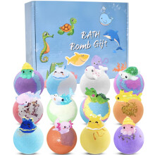 Bubble Bath Balls Natural Bath Bomb for Kids Vegan Organic Bathbombs, 60g*12 Bubble Bath Bombs with Ocean Surprise for Kids, Natural Spa Bomb Gift
