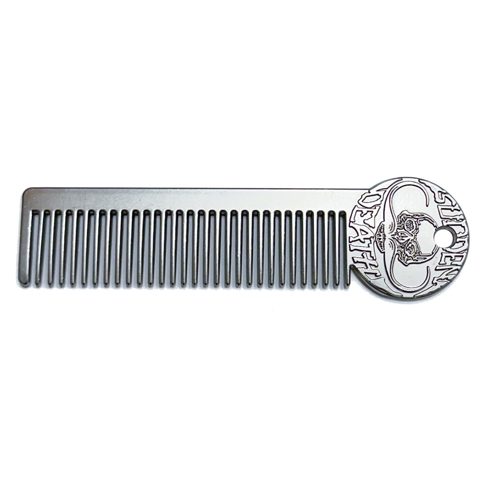 The Vintage Grooming Co. Unisex Silver Death Grip Platinum Edition Mustache Comb For Men
