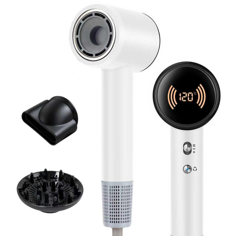 Homdigrk Hair Dryer, Blow Dryer With Magnetic Diffuser, 110,000 Rpm High Speed Brushless Motor Hairdryer For Fast Drying | Digital Temperature Display & Ionic