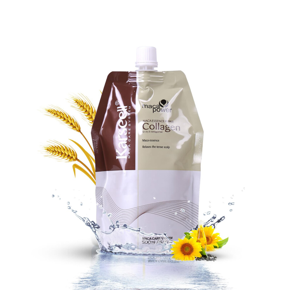 Karseell Hair Mask Collagen Maca Essence Deep Repair Argan Oil Hair Masks For Dry Damaged Hair All Hair Types 500Ml