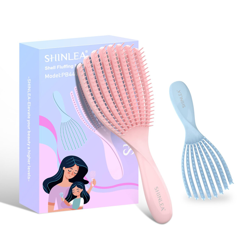 Shinlea 2 Pcs Detangle Hair Brush For Curly Hair - Reduces Breakage, Eliminates Knots, Curly Hair Brush For Women, Men, Kids - Mini Hair Brush Use In