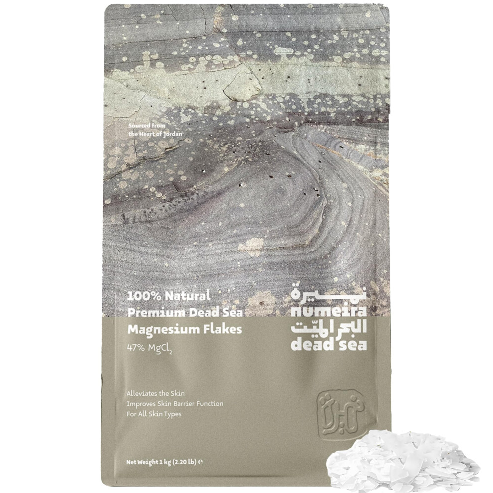 Numeira Dead Sea Magnesium Flakes Bath Soak, Relaxing Bath Flakes For Women & Men, Relaxing Magnesium Bath Salt, Pure Magnesium Chloride Flakes For