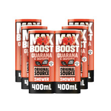 Original Source MAX BOOST Guarana & Grapefruit Shower Gel with 100% Natural Fragrance, Vegan Shower Gel, Paraben Free Body Shower Wash, Multipack of 6