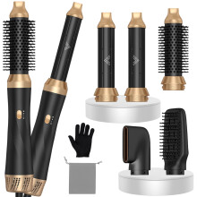 5 in 1 Hot Air Styler, 200 Millions Negative Ionic Hair Styler with Curlers, Straighten, Volumise and Hairdryer Brushes for All Hair Types, Black