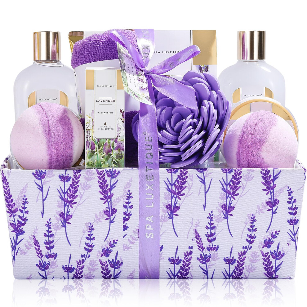 Spa Luxetique Lavender Spa Gift Sets,12Pcs Birthday Hamper Gifts For Women, Bath Gift Sets With Body Lotion, Shower Gel,Pamper Sets For Women