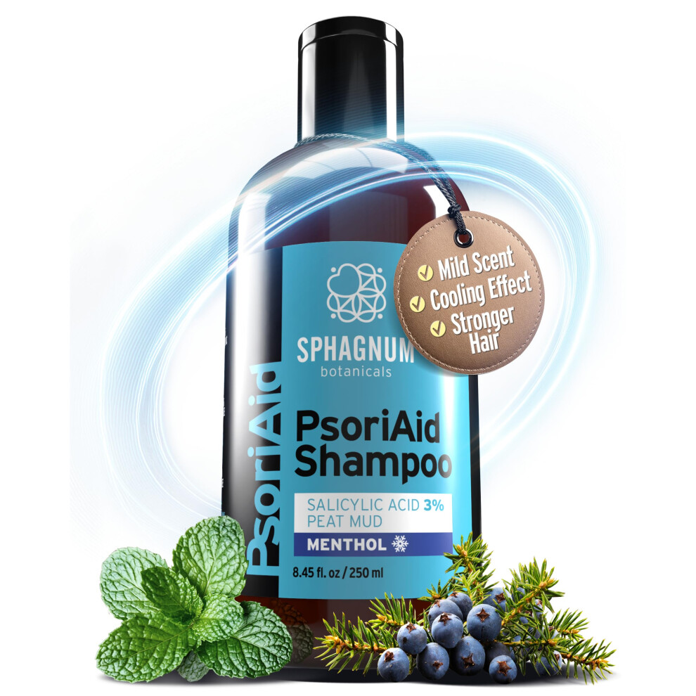 Sphagnum Botanicals Psoriasis Shampoo With Salicylic Acid - Peat And Menthol For Dry, Flaky And Sensitive Scalp. Refreshing Cleanse, Supports Scalp