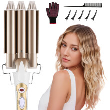 DazSpirit 3 Barrel Hair Wavers for Long/Short Hair, 22 mm Hair Curler Mermaid Crimper with 2 Temperature Control, Waver Curling Wand for Hair Styling
