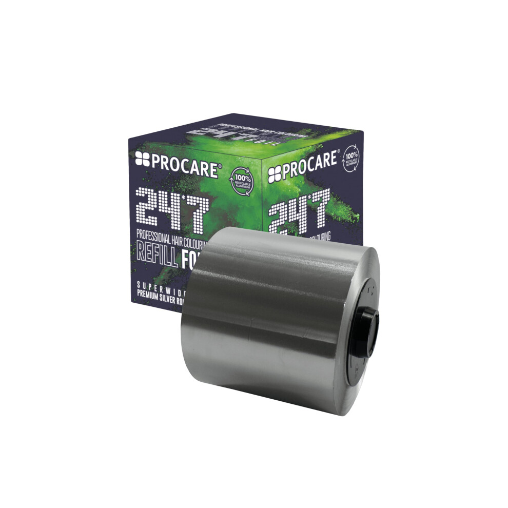 Procare Silver 24 * 7 Foil Refill (120Mm X 450M) - Refill Roll Of Foil Compatible With 24 * 7 Dispenser, Superwide Hair Foils For