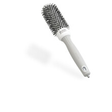 Olivia Garden Expert Blowout Shine ? White & Grey - 35 - Ceramic Coated Round Brush for Smooth Blowout, Frizz-Free Hair & Radiant Shine