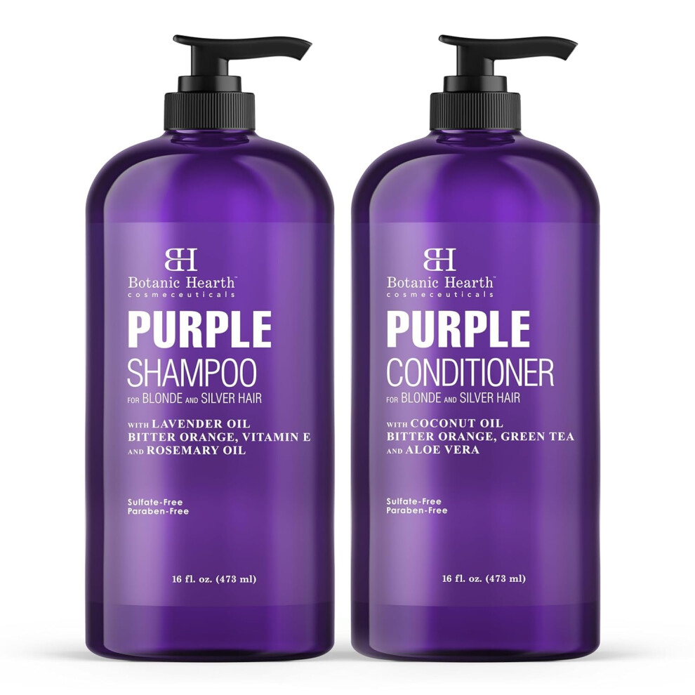 Botanic Hearth Purple/Silver/Gray Shampoo And Conditioner Set - For All Shades Of Blonde, And Hair - Enhances Highlights - Sulfate Free, Paraben Free,
