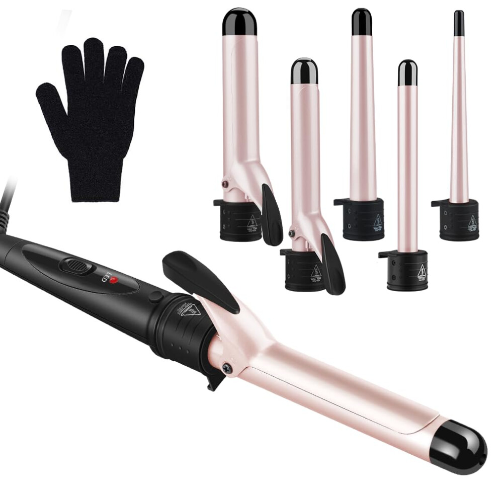 Jaztral Hair Curler - 5 In 1 Curling Tongs Curling Wand With 5 Interchangeable Ptc Ceramic Barrels, Curling Iron Set For Long/Short Hair, With Anti-Perm