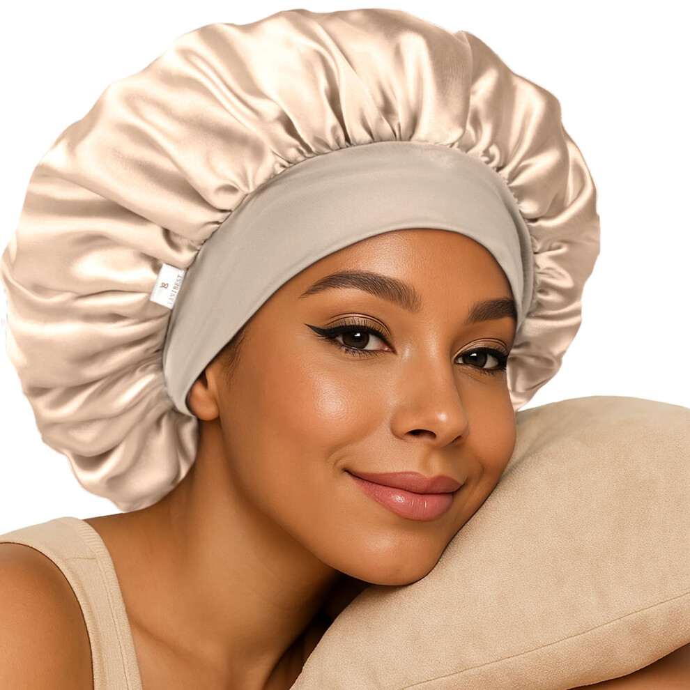 Yanibest Unisex Silk Bonnet For Sleeping Women, Double Layer Hair Satin Bonnets With Elastic Band, Sleep Cap Curly Natural Hair