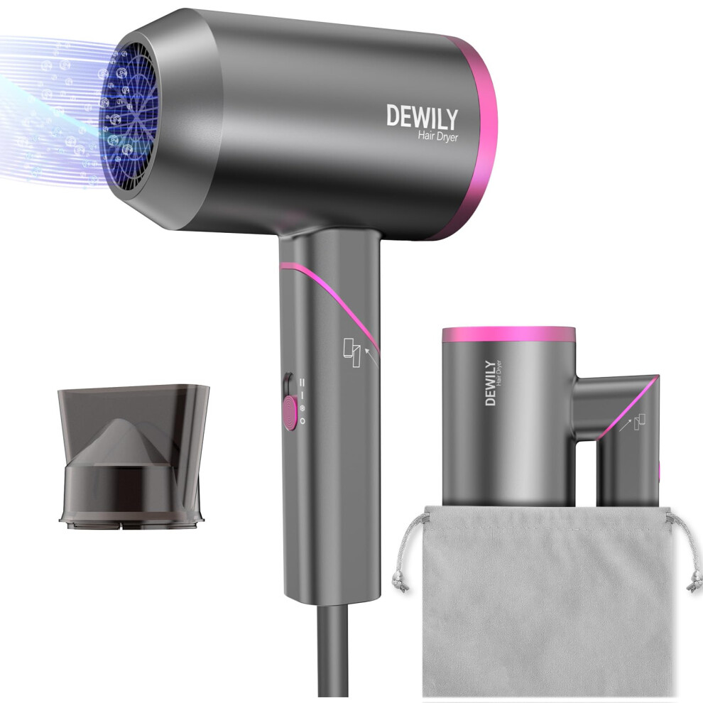 Dewily Hair Dryer Travel Hairdryers For Women Men- Powerful Foldable Ironic Hair Dryers For Curly Hair And Straight Hair?Small Blow Dryer For Women