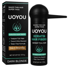 UOYOU Hair Fibres DARK BLONDE 27.5g with Pump Applicator ? Natural Keratin Hair Building Fibers for Thinning Hair ? Undetectable, Sweat- &