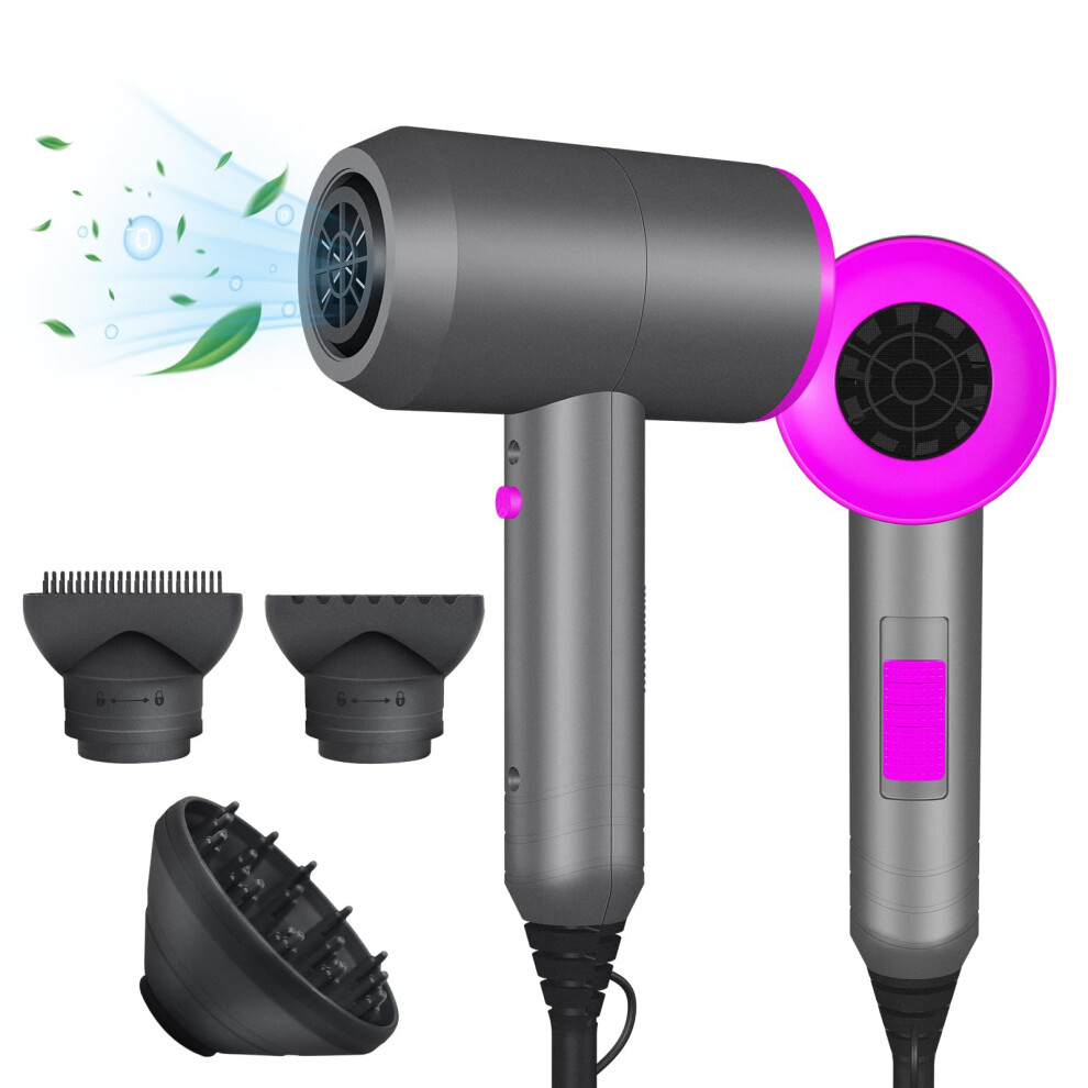 Jooayou Professional Hair Dryer 2000W Fast Dry Negative Ions Hair Blow Temperature Hairdryer With Diffuser Hairdryer With 2 Speeds, 3 Heating And Cool