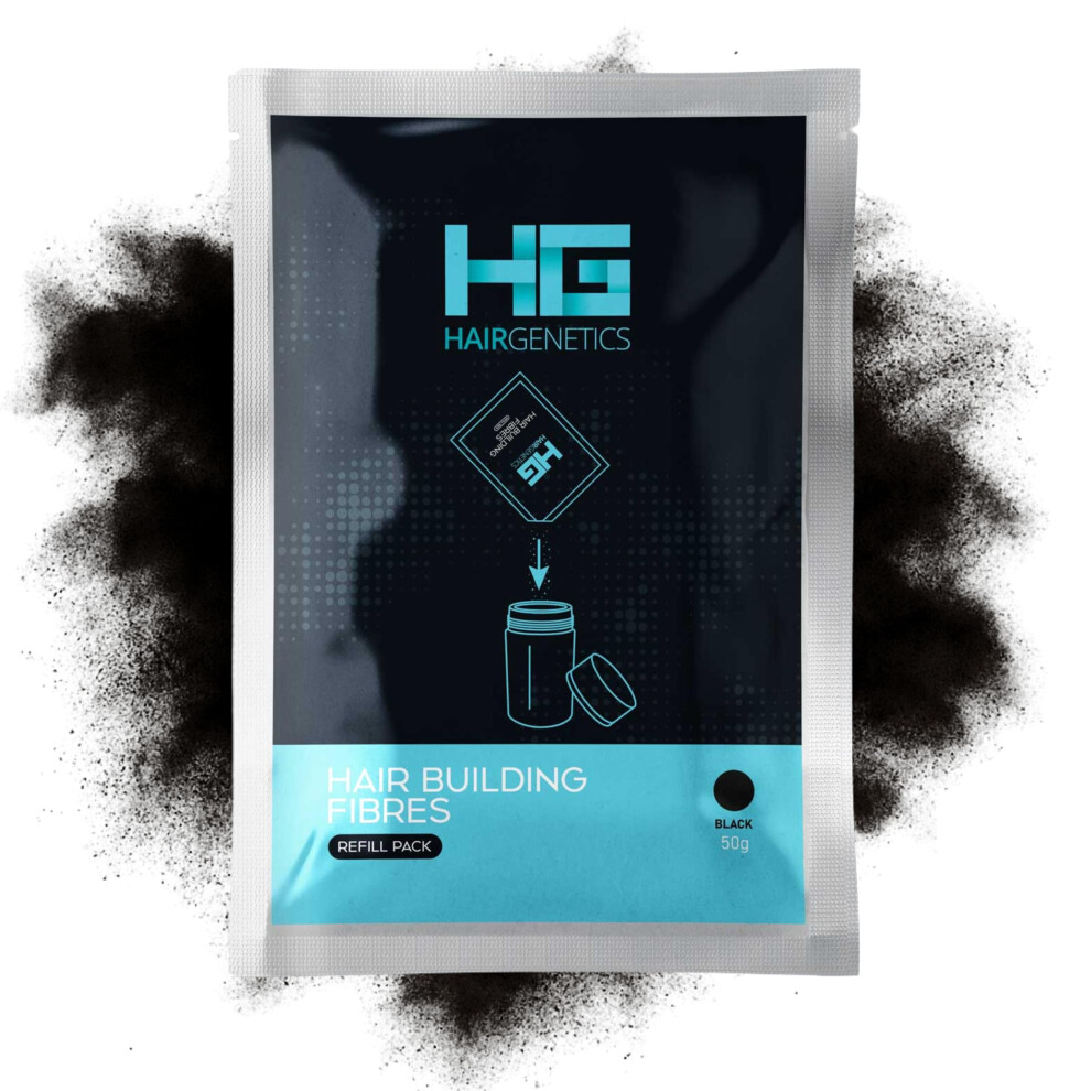 Hair Genetics Advanced Hair Building Fibres Large 50G Refill Pack (Black)