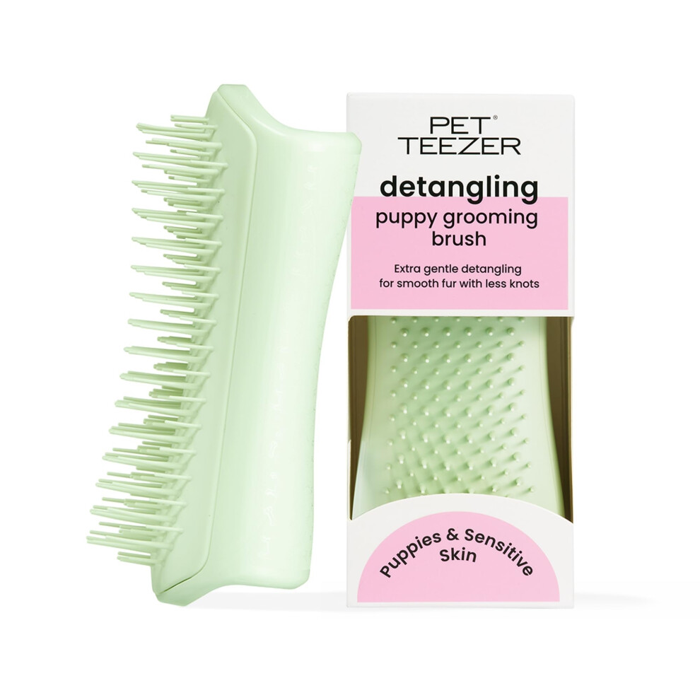 Pet Teezer Tangle Teezer Puppy Grooming Brush - Gentle Dog Grooming Brush For Puppies - Ideal For Puppies & Dogs With Sensitive Skin & Fur - Mint