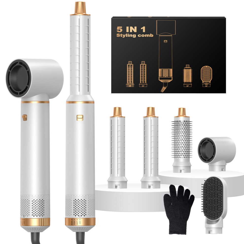 Ukyitu 5 In 1 Hair Styler Airbrush 5 In 1 Multi Styler, Air Styler 5 In 1 With Air Curler, Hair Dryer, Brush Hair Dryer For Drying And Styling Straightening