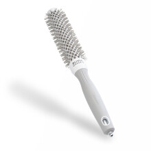 Olivia Garden Expert Blowout Speed ? White & Grey - 25 - Ceramic Coated Round Brush with Extra Long Barrel for 25% Faster Blowouts
