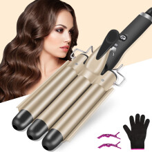 Hilifexll Hair Curler 22mm, 3 Barrel Waver for Long & Short Hair, Quick Heating, 2 Temperature Control, Mermaid Styling Tool with Heat-Resistant