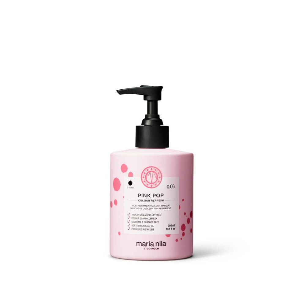 Maria Nila Pink Colour Refresh, Pop 300 Ml, Hair Mask, Semi-Permanent Pigments, 100% Vegan & Sulfate/Paraben Free
