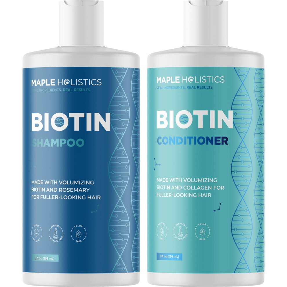 Maple Holistics Women's Rosemary & Biotin Shampoo And Conditioner Set - Paraben And Sulphate Free For Thinning Hair And Dry Scalp - Nourishing And Volumising With Essential