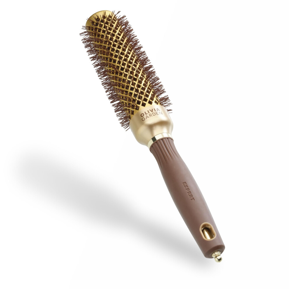 Olivia Garden Gold/Brown Expert Blowout Speed ? & - 35 - Ceramic Coated Round Brush With Extra Long Barrel For 25% Faster Blowouts