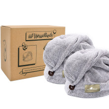 myHomeBody Hair Towel Wrap, Luxury Rapid-Dry Hair-Drying Turban, Ultra Soft and Quick Drying Absorbent Charcoal Fiber, with Coconut Shell Button ? 2