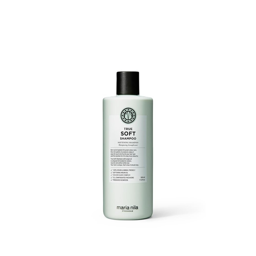Maria Nila True Soft, Shampoo 350 Ml, For Dry Hair, Argan Oil Remoisturises & Reduces Frizz, 100% Vegan & Sulfate/Paraben Free