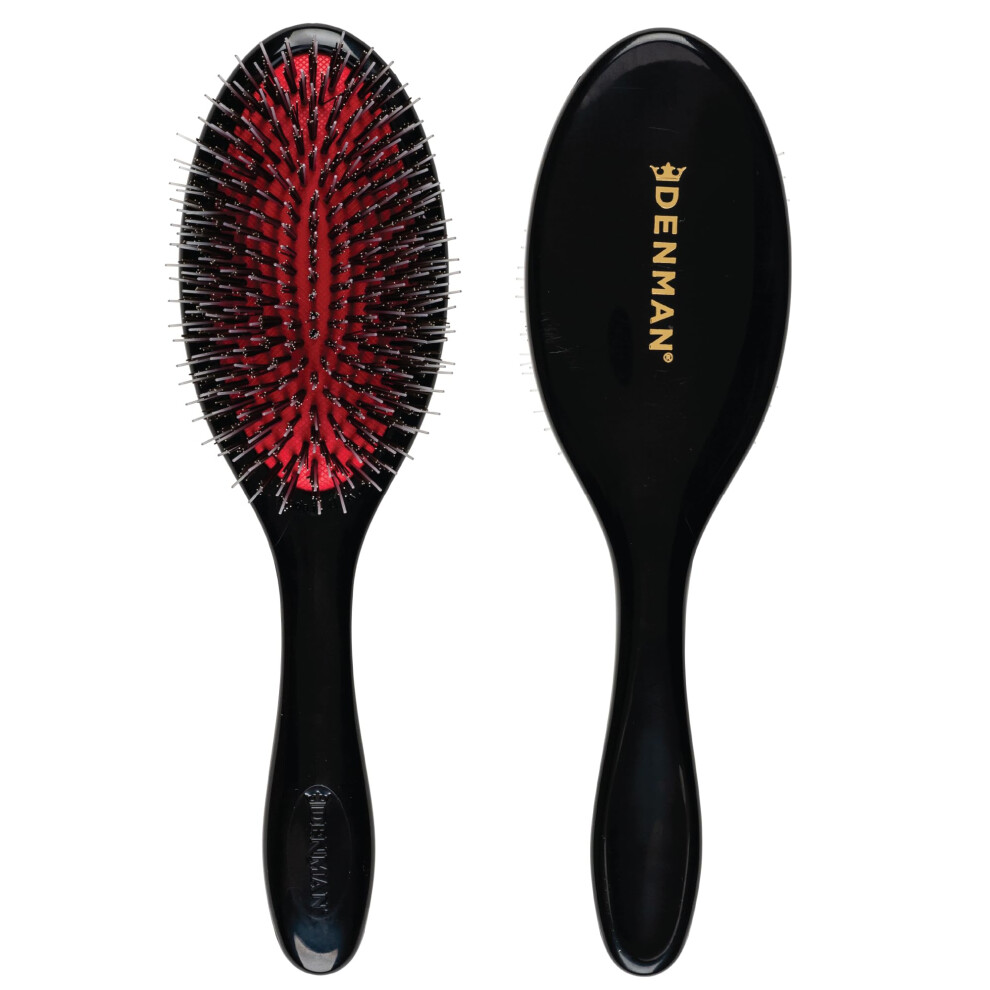 Denman Boar Bristle Hair Brush ? Smoothing & Shine Enhancing For Slick Back Styles, Curl Defining & Detangling. D81m Hairbrush With Natural Bristles