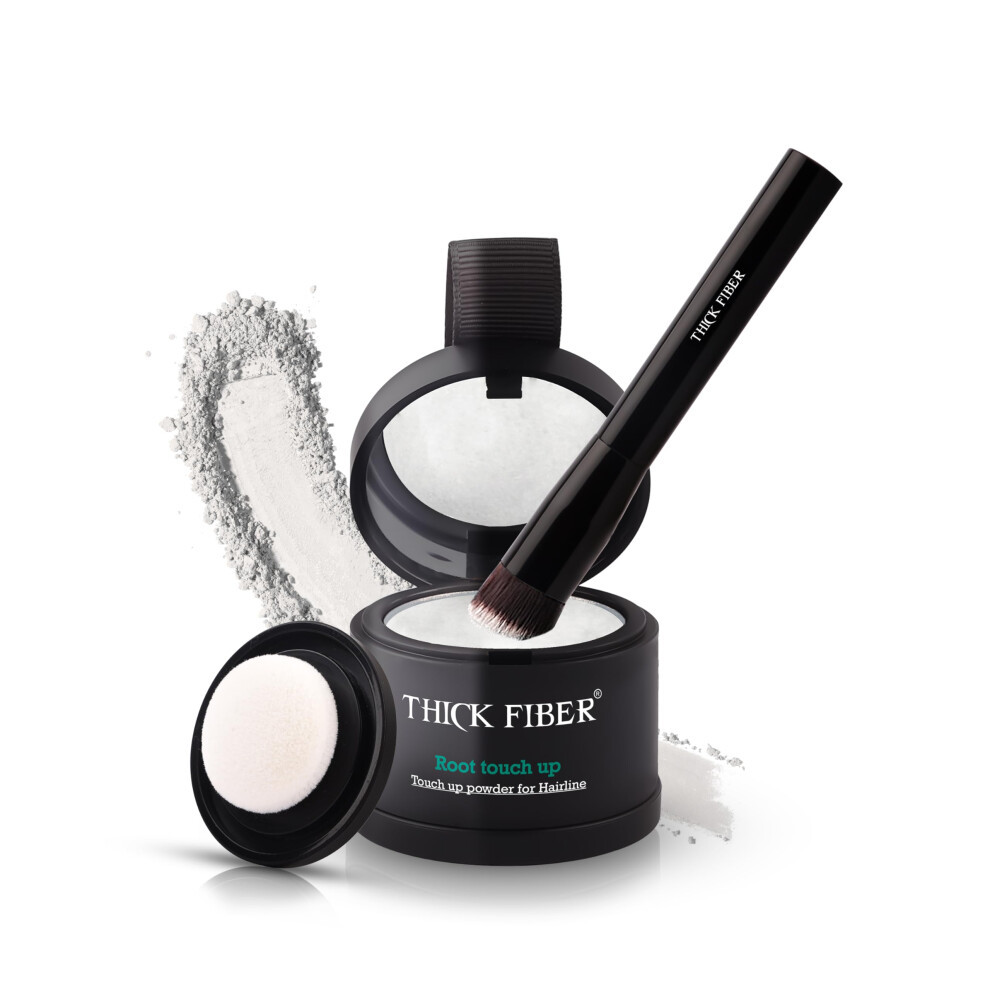 Thick Fiber Grey Root Touch Up & Hairline Powder With Brush 4G ? Covers Roots & Thinning Hair ? Sweat & Water Resistant ? Hair Concealer For Bald