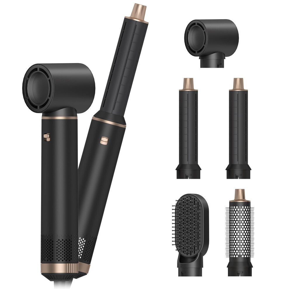 Dryhsip Hair Dryer Brush, 5-In-1 Hot Air Brush, Blow Dryer & Styler With Detachable Heads (Curling Wand, Volumizing Brush, Straightener, Curler),