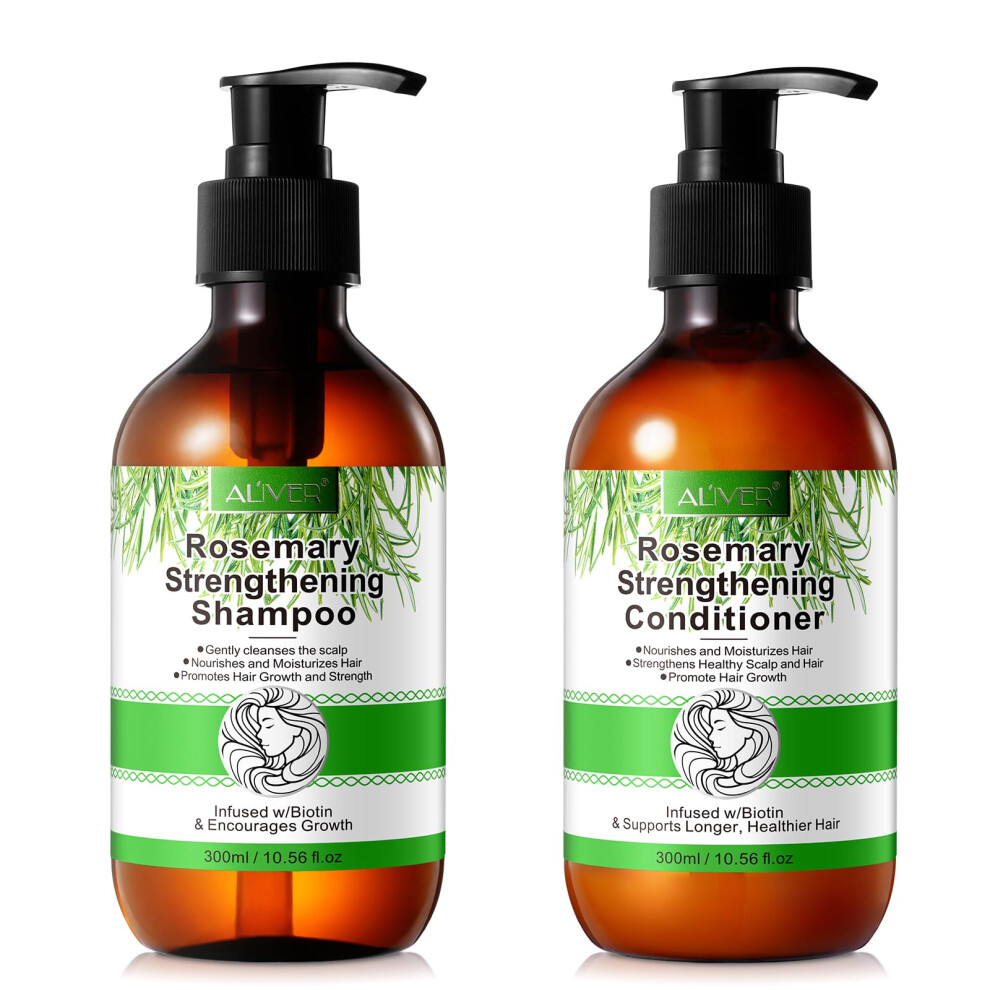 Bibonse Rosemary Shampoo And Conditioner Set, Hair Growth Rosemary Shampoo And Conditioner Against Hair Loss, Nourishes Scalp, Biotin Rosemary Oil Hair