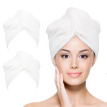 YoulerTex Microfiber Hair Towel Wrap for Women, 2 Pack 10 inch X 26 inch, Super Absorbent Quick Dry Hair Turban For Drying Curly, Long & Thick Hair