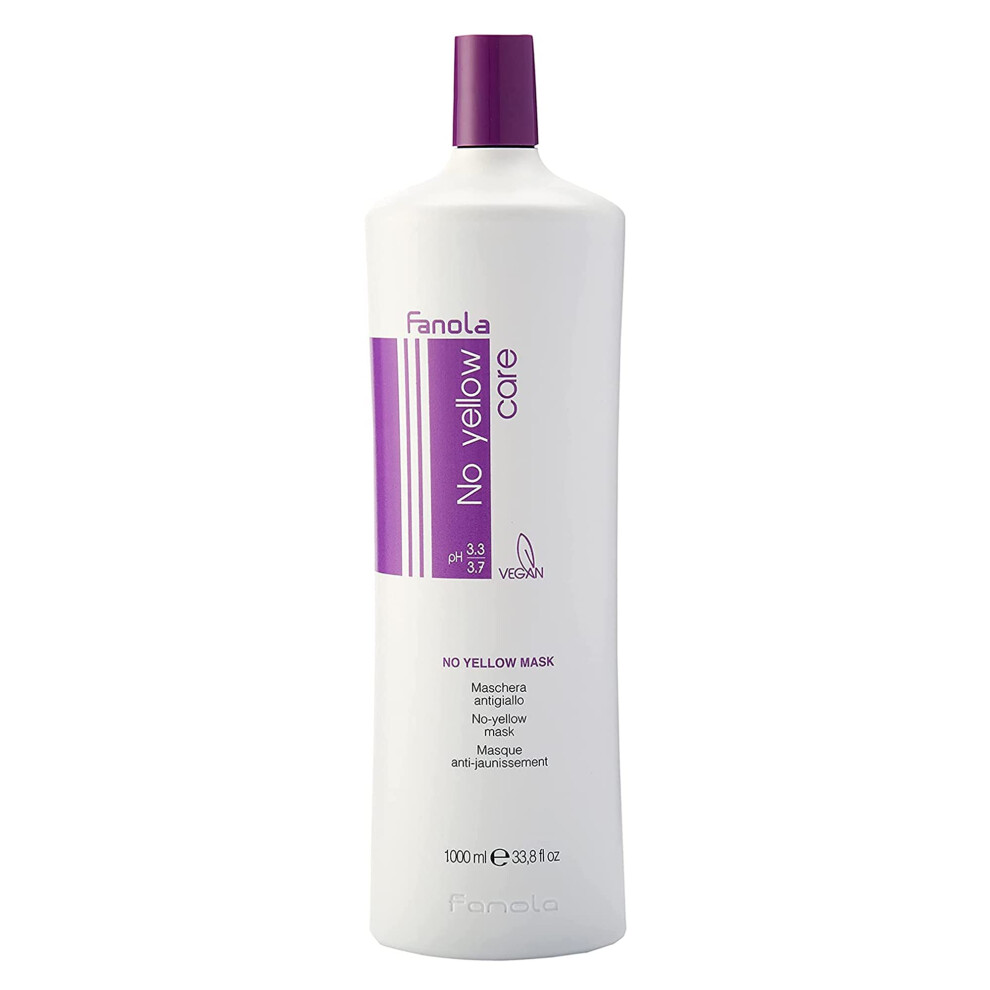 Fanola Yellow No Mask, Anti- Mask For Healthy And Vital Blonde Hair, Neutralizes Tones For Pre-Lightened, Highlighted And Grey Hair, 1000