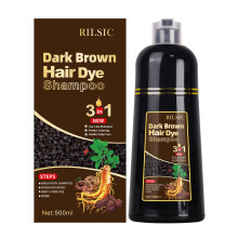 500ML Brown Hair Dye Shampoo for Grey Hair Beard Coverage, 3 in 1 Instant Colour Shampoo for Men&Women