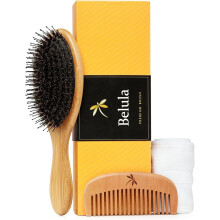 Premium Boar Bristle Hair Brush for Thick Hair Set. Hairbrush for Women With Thick, Long or Curly Hair. Restores Hair's Shine and Health. Comb, Travel