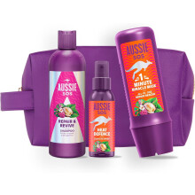 "Aussie SOS Repair Gift Set - Repair & Revive Shampoo 300ml + Heat Defence Spray 100ml + 1 Minute Miracle Rescue Mask 250ml, Helps Repair Dry and