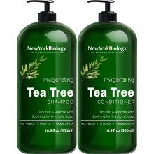 New York Biology Tea Tree Shampoo and Conditioner Set ? Deep Cleanser ? Relief for Dandruff and Dry Itchy Scalp ? Therapeutic Grade - Helps Promote