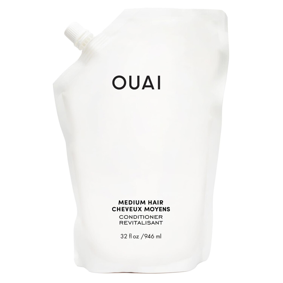 Ouai Medium Conditioner Refill - Hydrating Hair Conditioner With Coconut Oil, Babassu Oil, And Keratin - Strengthens, Repairs And Adds Shine - Paraben
