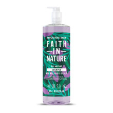 Faith In Nature 1L Natural Lavender & Geranium Shampoo, Balancing for Normal Hair & Scalp, Vegan & Cruelty Free, No SLS, Silcones or Parabens, Family